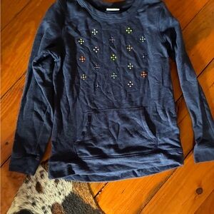 Cat & Jack Navy Sweatshirt with Colorful Dots Girls XL 14/16